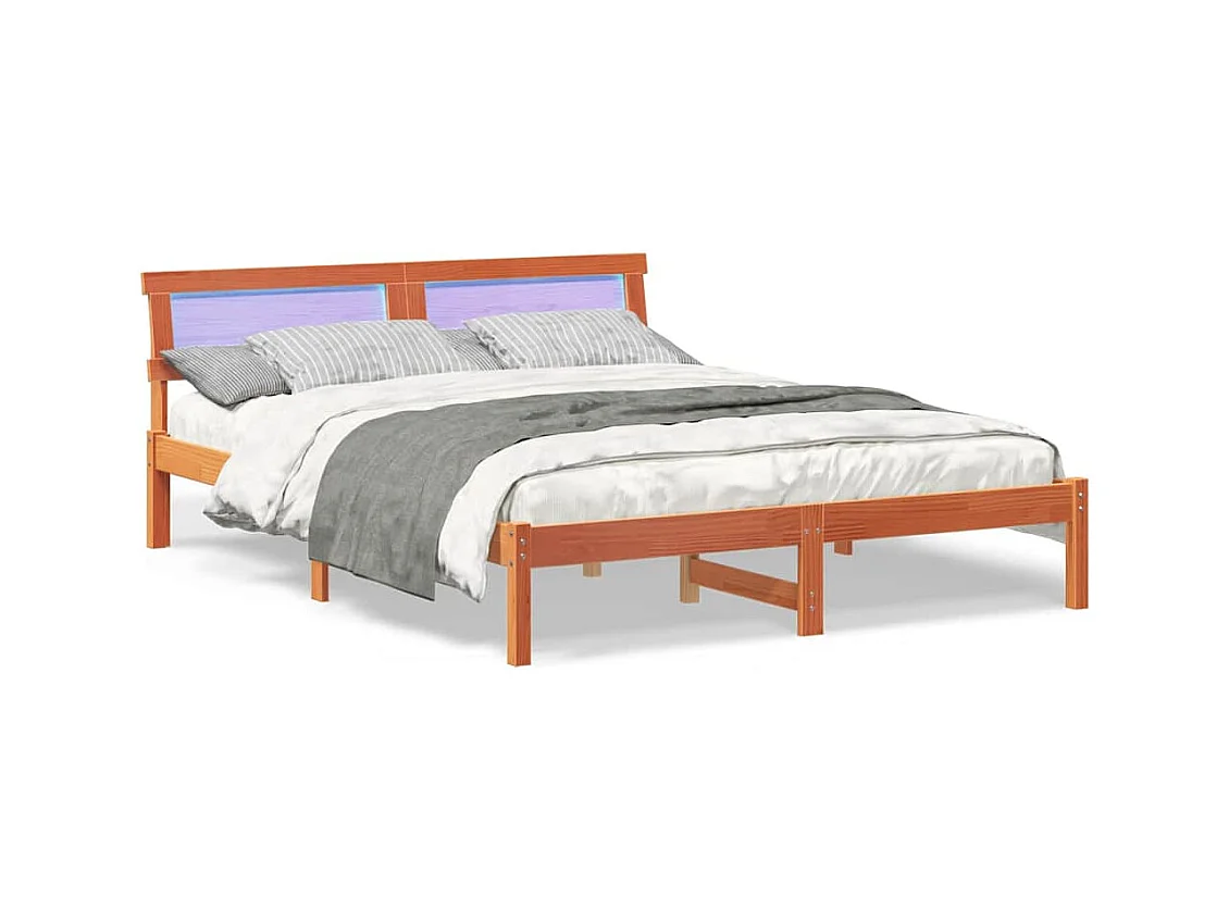 Cadre de lit Marron cire 140 x 200 cm Bois massif en pin