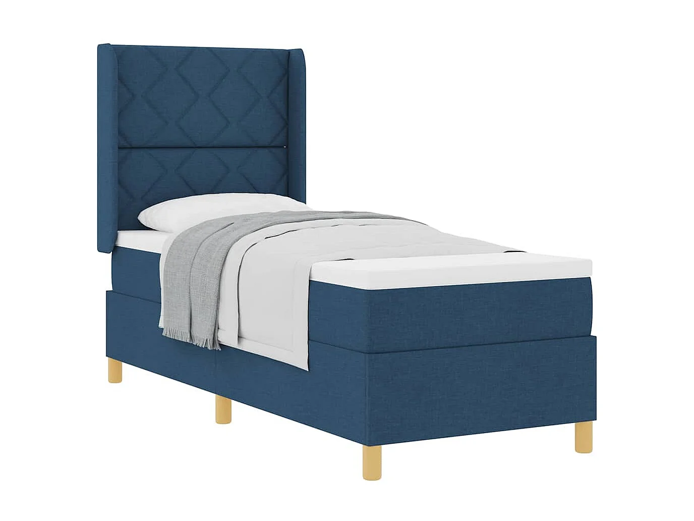 Cama Box Spring com colchão Azul 80 x 200 cm tecido