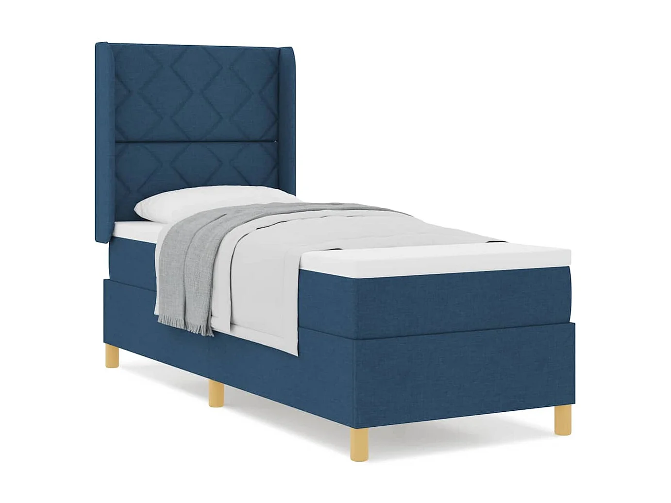 Cama Box Spring com colchão Azul 80 x 200 cm tecido