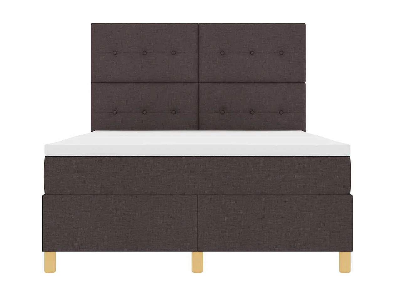 Cadre de lit avec tête de lit Marron foncé 140 x 190 cm tissu