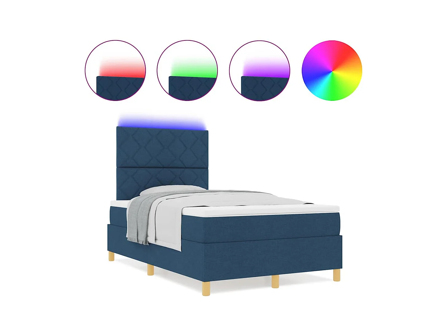 Cadre de lit avec matelas Bleu 120 x 200 cm tissu