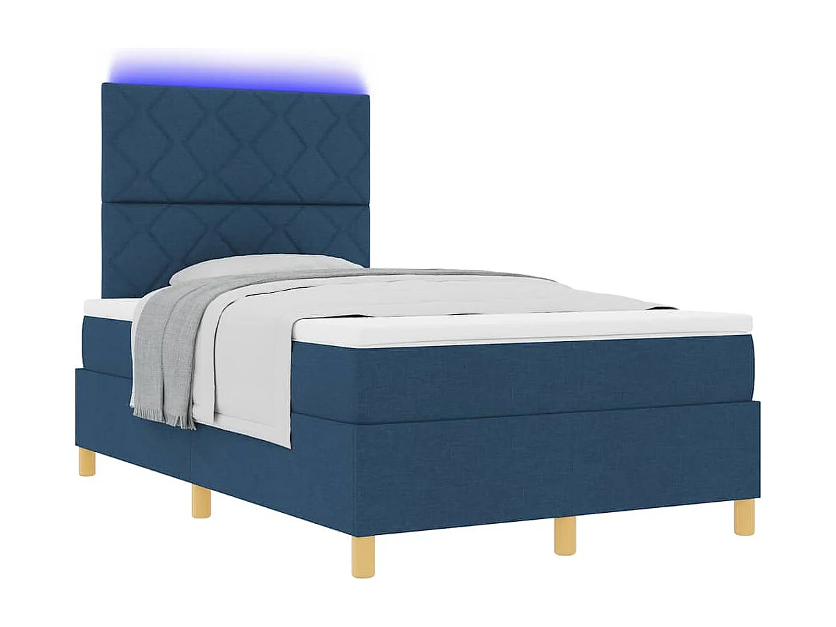Cama tipo Box Spring con colchón Azul 120 x 200 cm tela