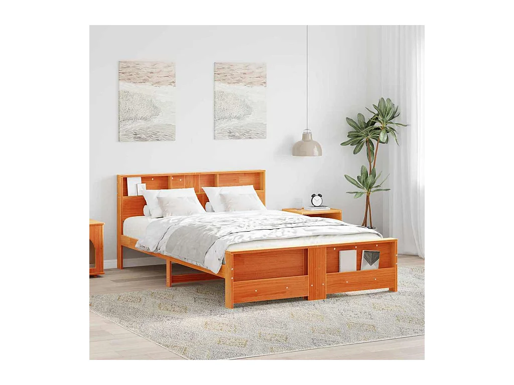 Cadre de lit Marron cire 160 x 200 cm Bois massif en pin
