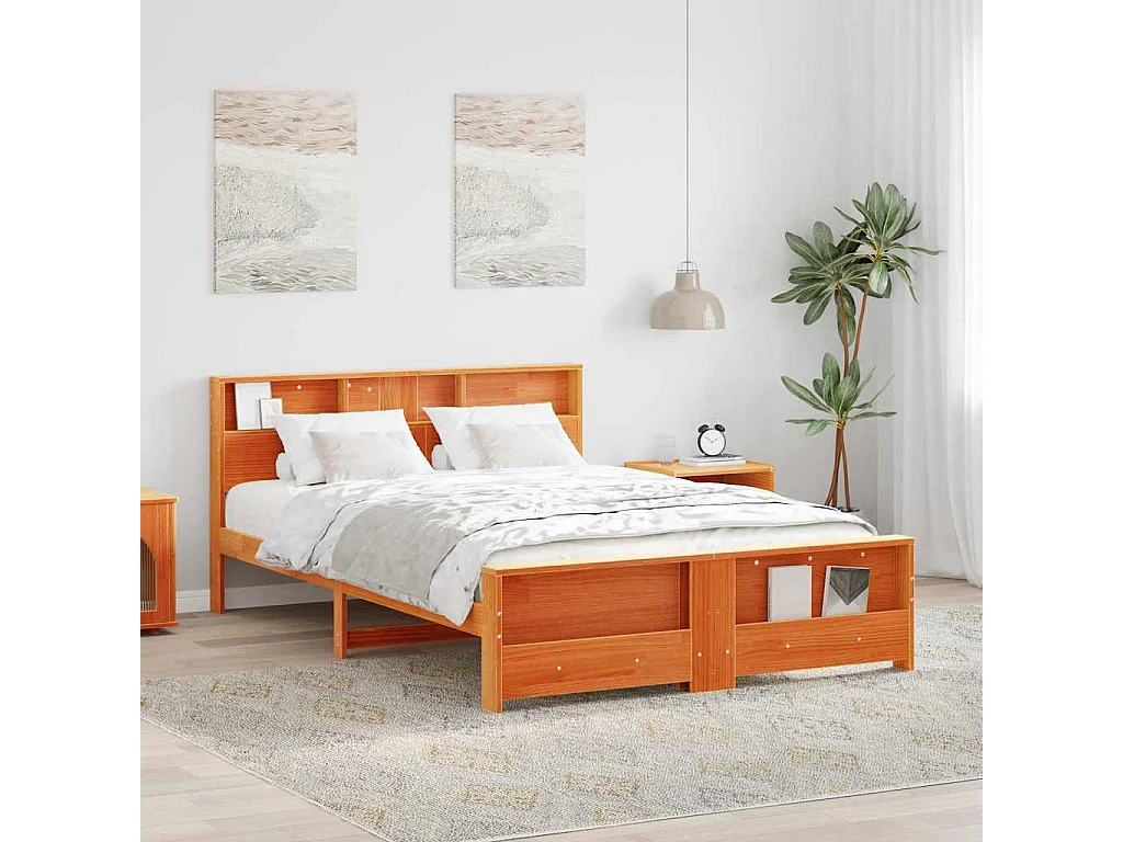 Cadre de lit Marron cire 160 x 200 cm Bois massif en pin