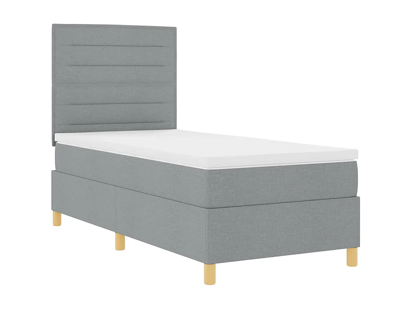 Cama tipo Box Spring con cabecera Gris claro 100 x 200 cm tela