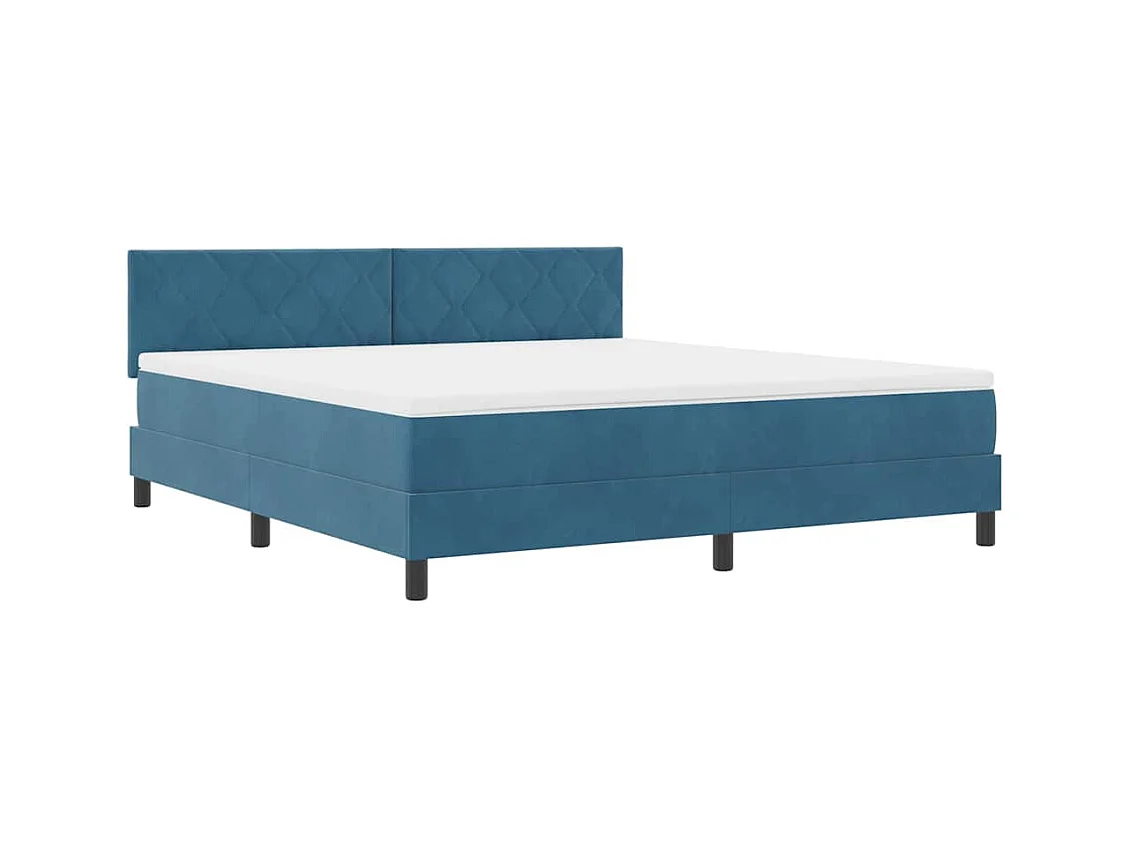 Cadre de lit avec matelas Bleu foncé 180 x 200 cm tissu