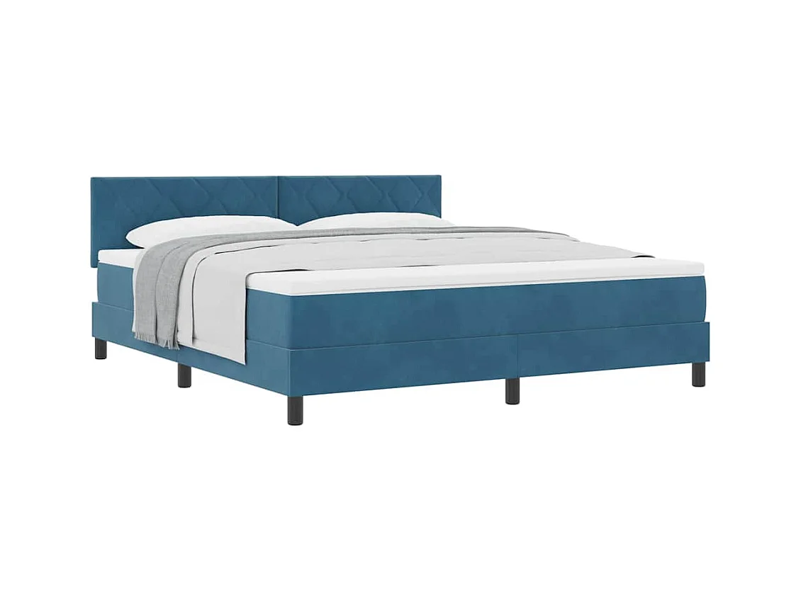 Cadre de lit avec matelas Bleu foncé 180 x 200 cm tissu