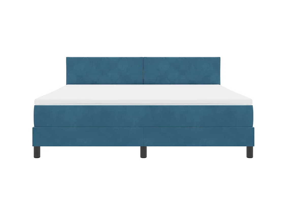 Cadre de lit avec matelas Bleu foncé 180 x 200 cm tissu
