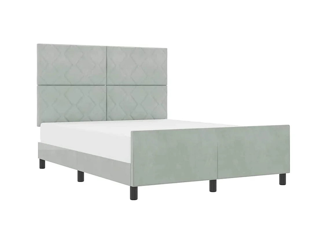 Cadre de lit avec tête de lit Gris clair 140 x 200 cm Velours
