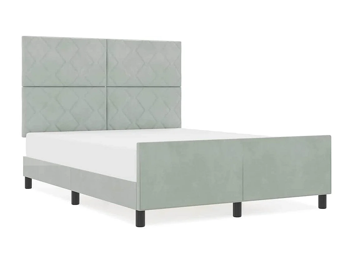 Cadre de lit avec tête de lit Gris clair 140 x 200 cm Velours