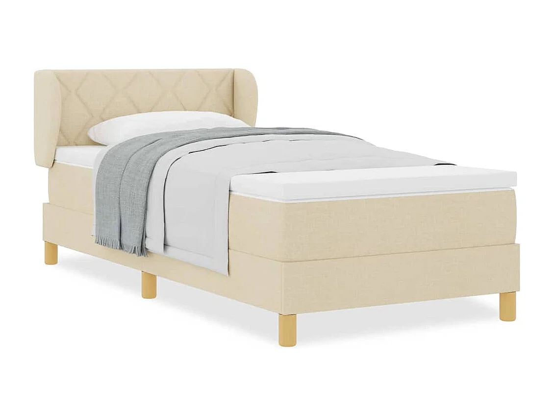 Cama con somier y colchón Crema 90x200 cm Fabric Crema