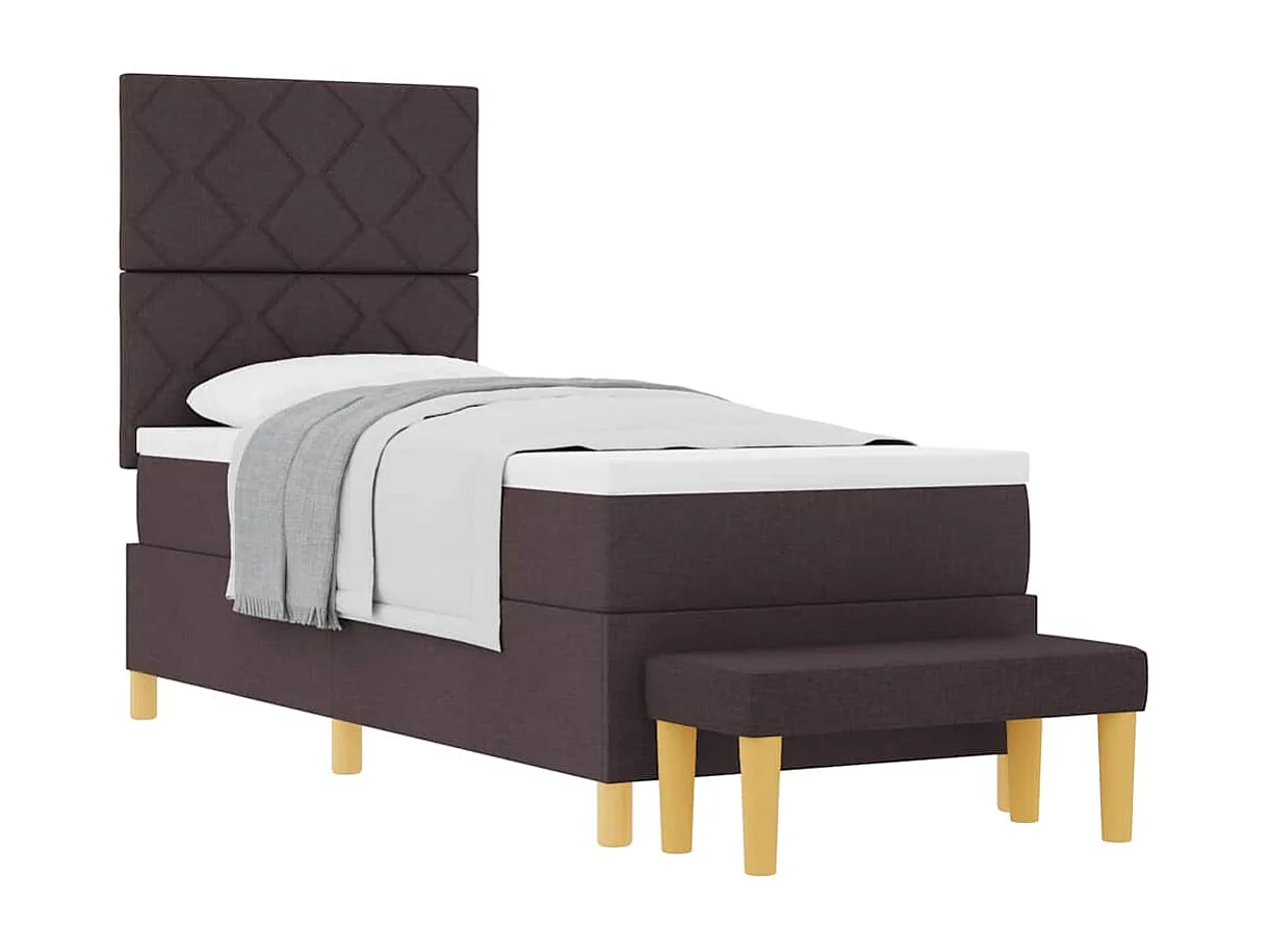 Cadre de lit avec matelas Marron foncé 80 x 200 cm tissu