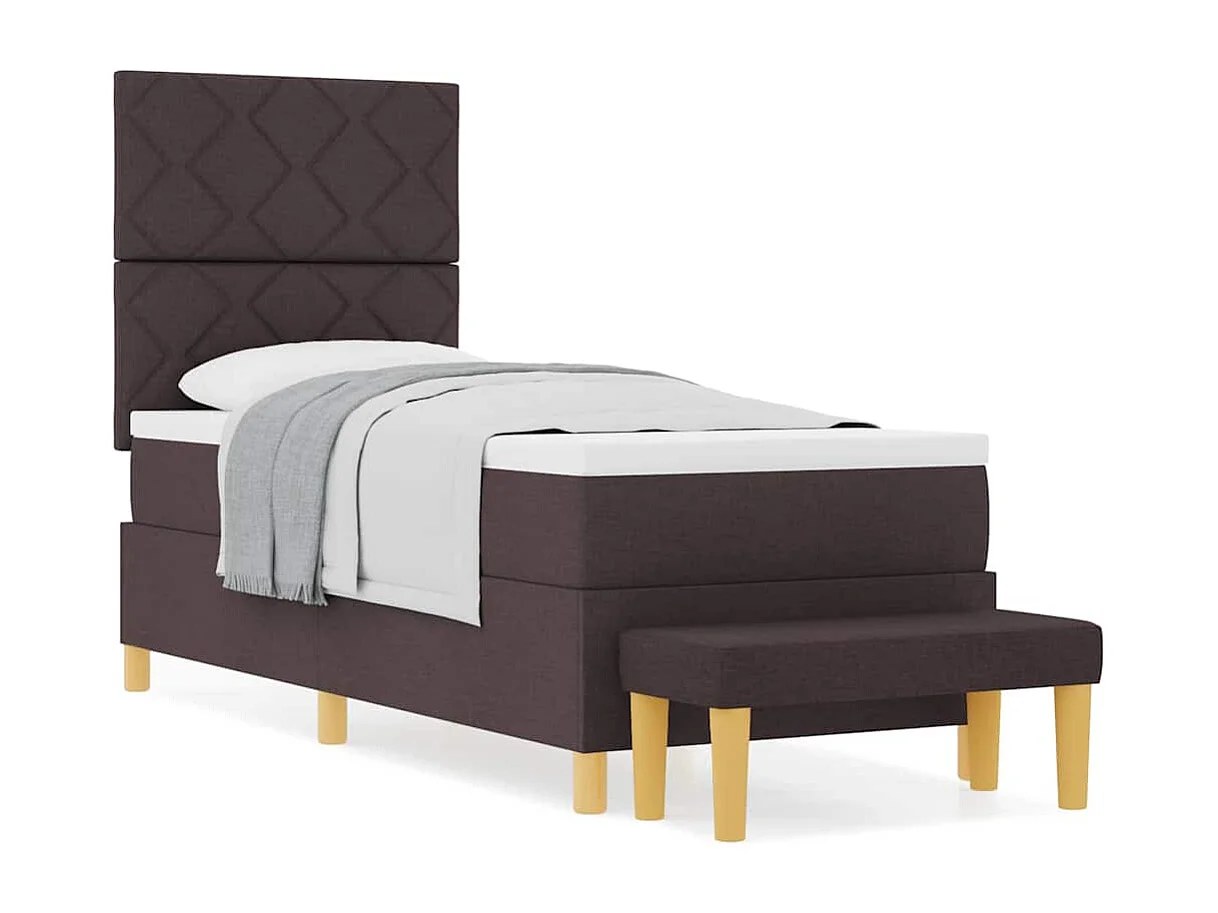 Cadre de lit avec matelas Marron foncé 80 x 200 cm tissu