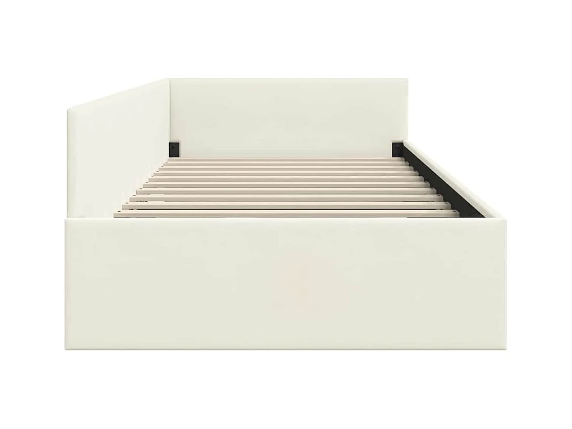 Cadre de lit d'angle Autre avec tête de lit Crème 90 x 190 cm