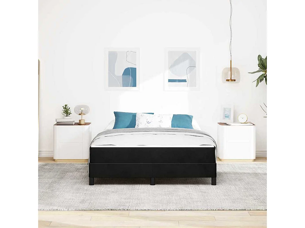 Cadre de lit avec matelas Noir 140 x 200 cm Velours