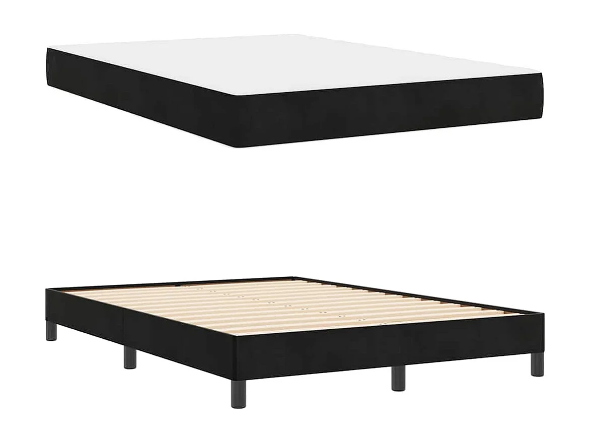 Cadre de lit avec matelas Noir 140 x 200 cm Velours