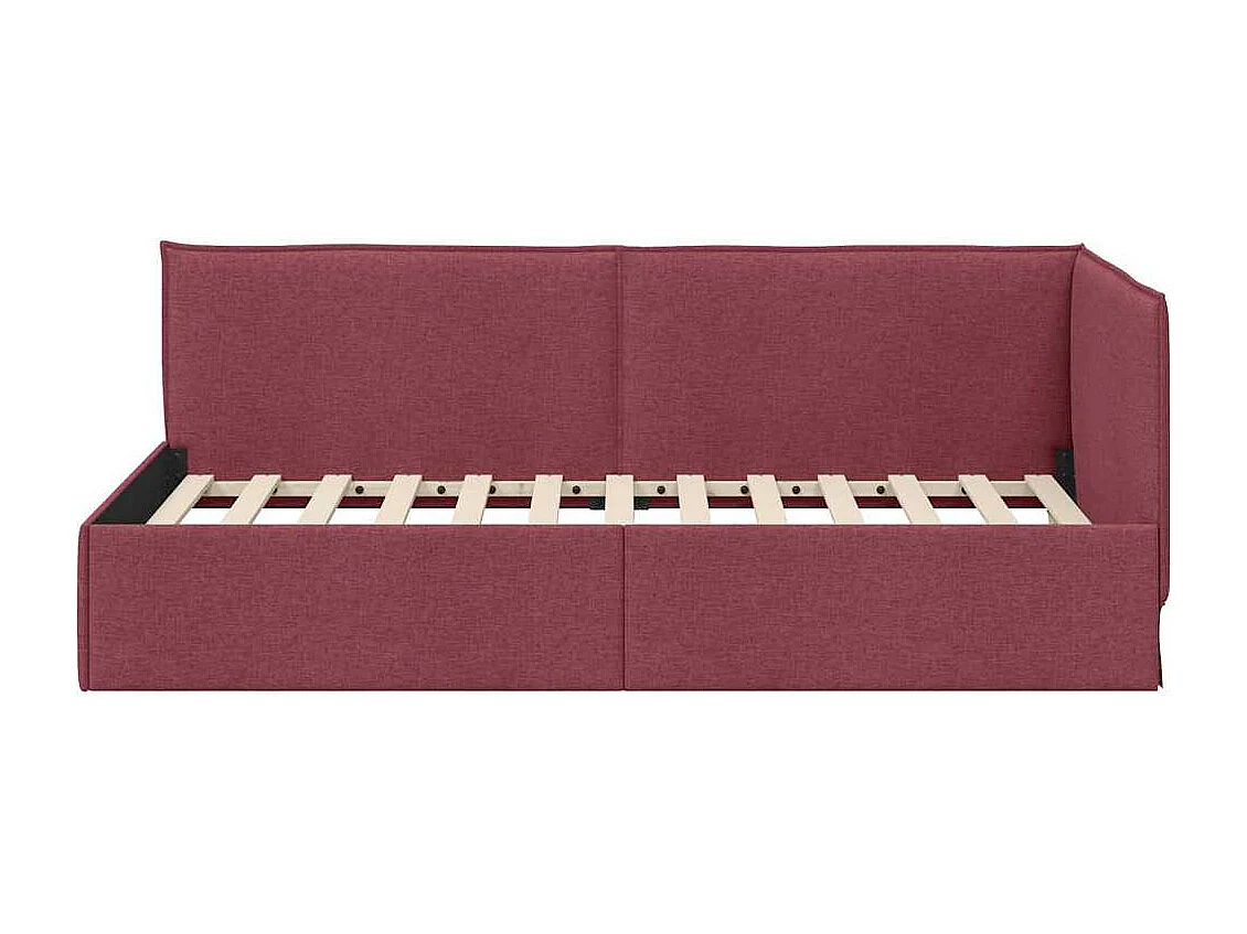Cadre de lit d'angle Rouge bordeaux 100 x 200 cm tissu