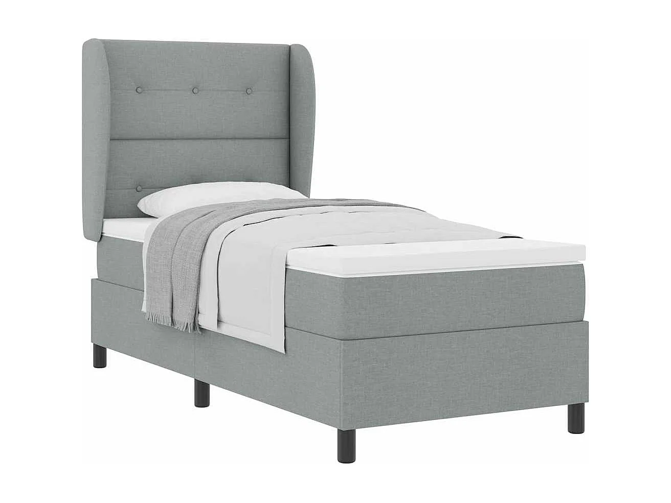 Cadre de lit avec matelas Gris clair 80 x 200 cm tissu