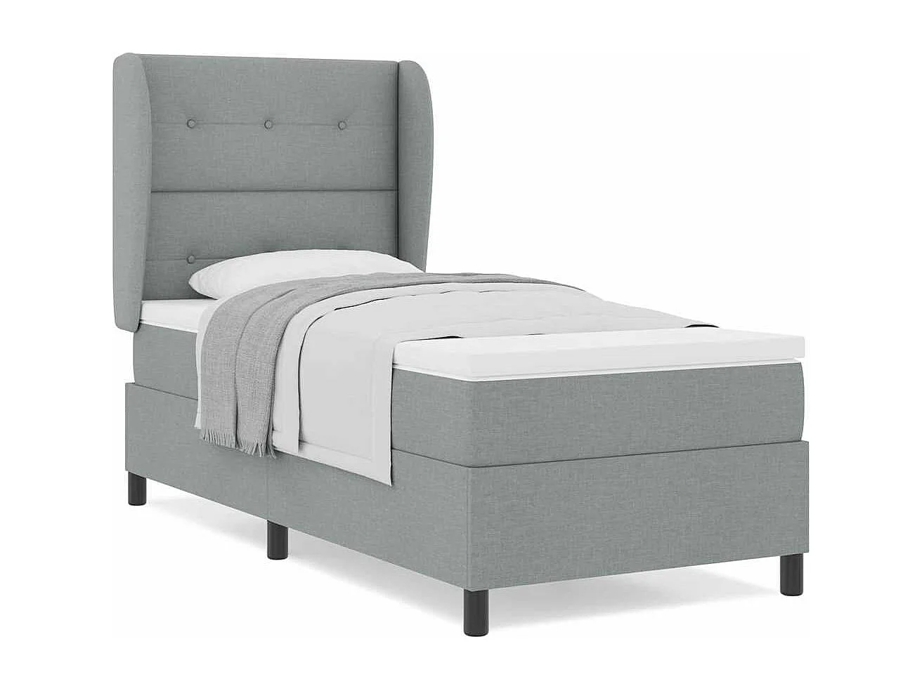 Cadre de lit avec matelas Gris clair 80 x 200 cm tissu
