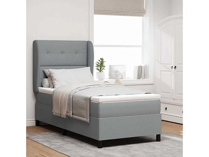 Cadre de lit avec matelas Gris clair 80 x 200 cm tissu