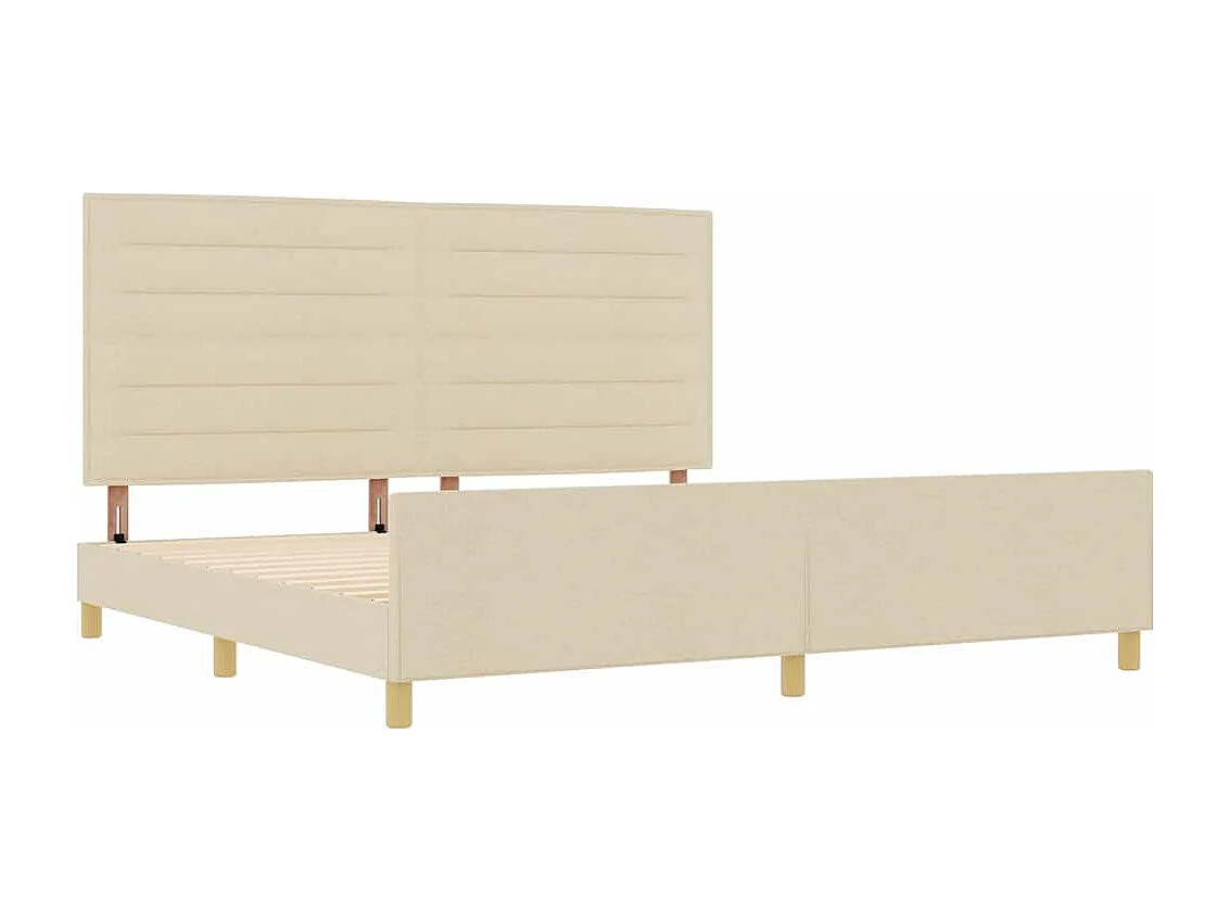 Estructura de cama con cabecera Crema 200 x 200 cm tela
