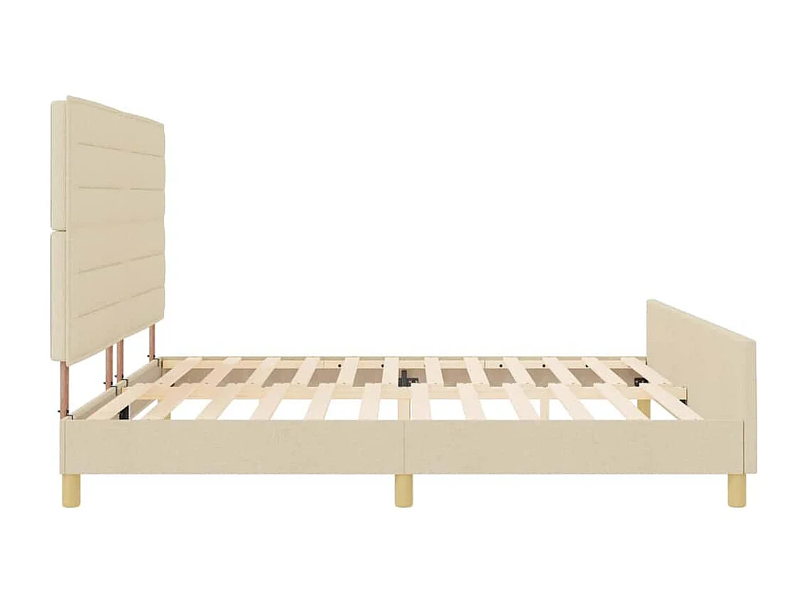 Estructura de cama con cabecera Crema 200 x 200 cm tela