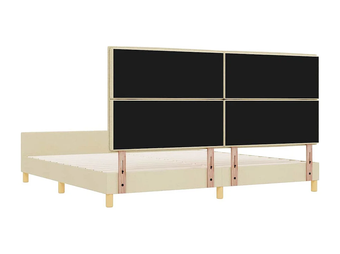 Estructura de cama con cabecera Crema 200 x 200 cm tela