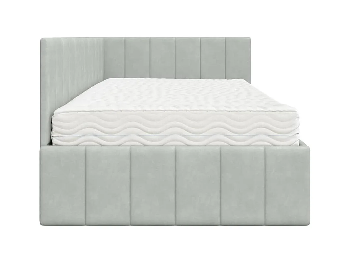 Cadre de lit d'angle Gris clair 90 x 200 cm Velours