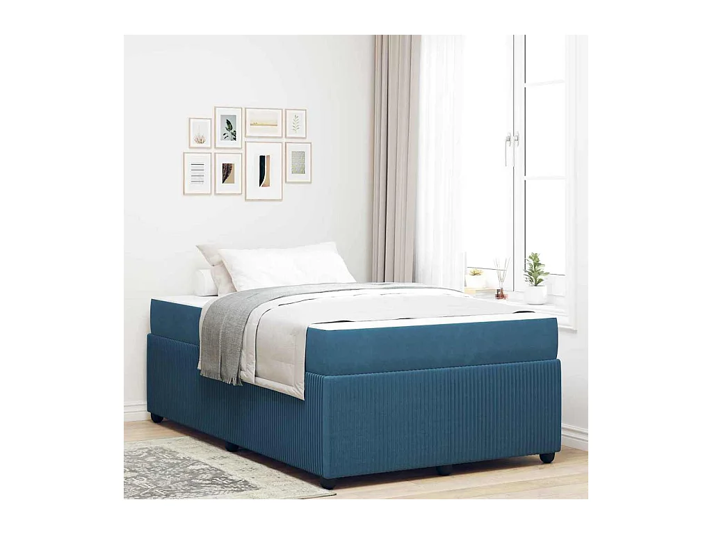 Estrutura de cama com colchão Azul 120 x 200 cm Veludo
