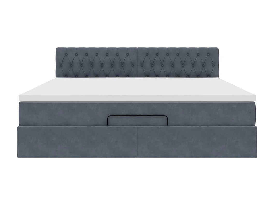 Ottoman bed met matras en LED's 160x200cm fluweel donkergrijs