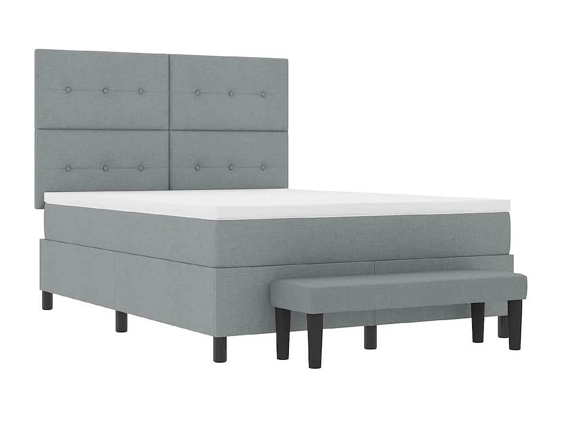 Cama tipo Box Spring con colchón Gris Claro 140 x 200 cm tela