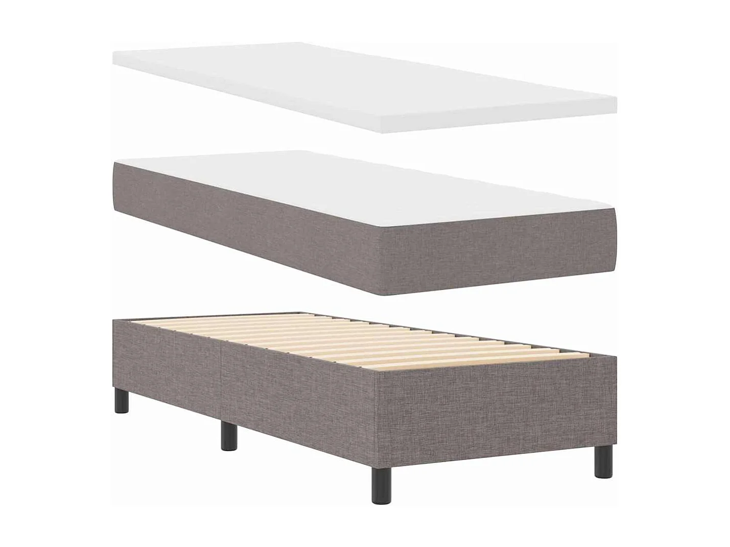 Cadre de lit avec matelas Taupe 80 x 200 cm tissu