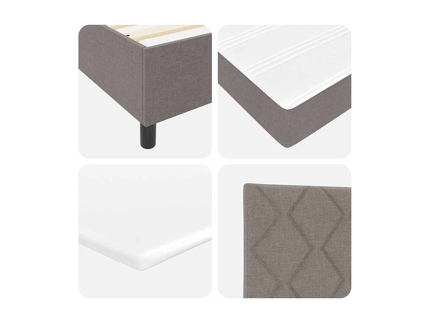 Cadre de lit avec matelas Taupe 80 x 200 cm tissu