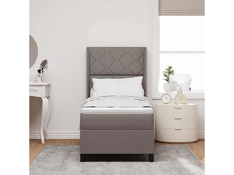 Cadre de lit avec matelas Taupe 80 x 200 cm tissu