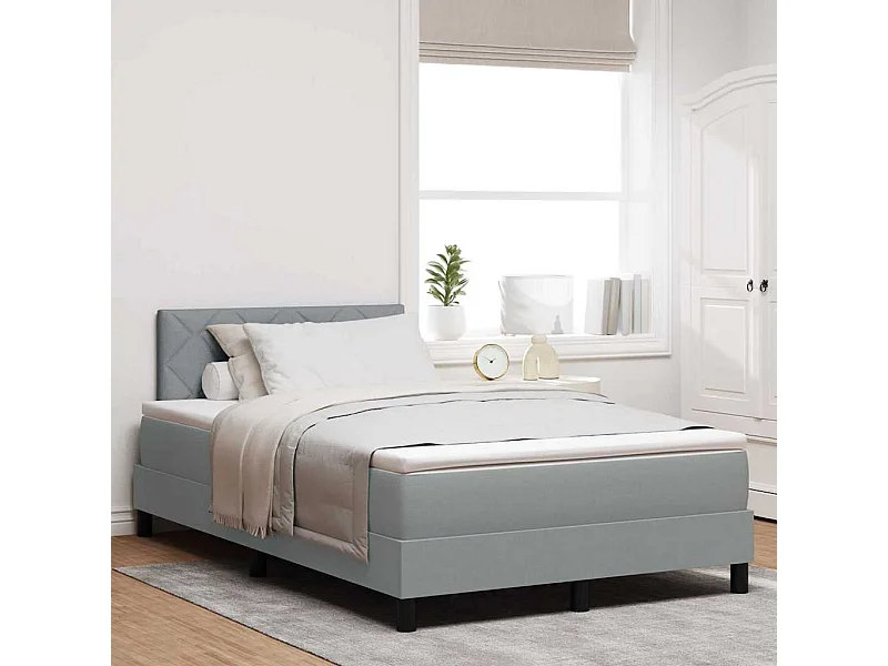 Cadre de lit avec matelas Gris clair 120 x 190 cm tissu