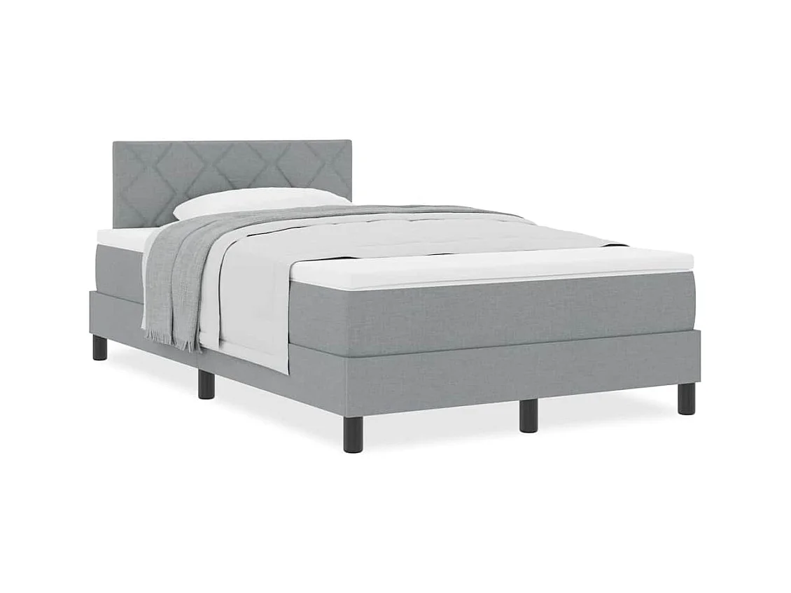 Cadre de lit avec matelas Gris clair 120 x 190 cm tissu