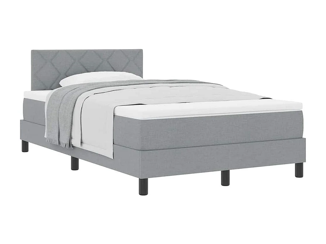 Cama box spring con colchón Gris Claro 120 x 190 cm tela