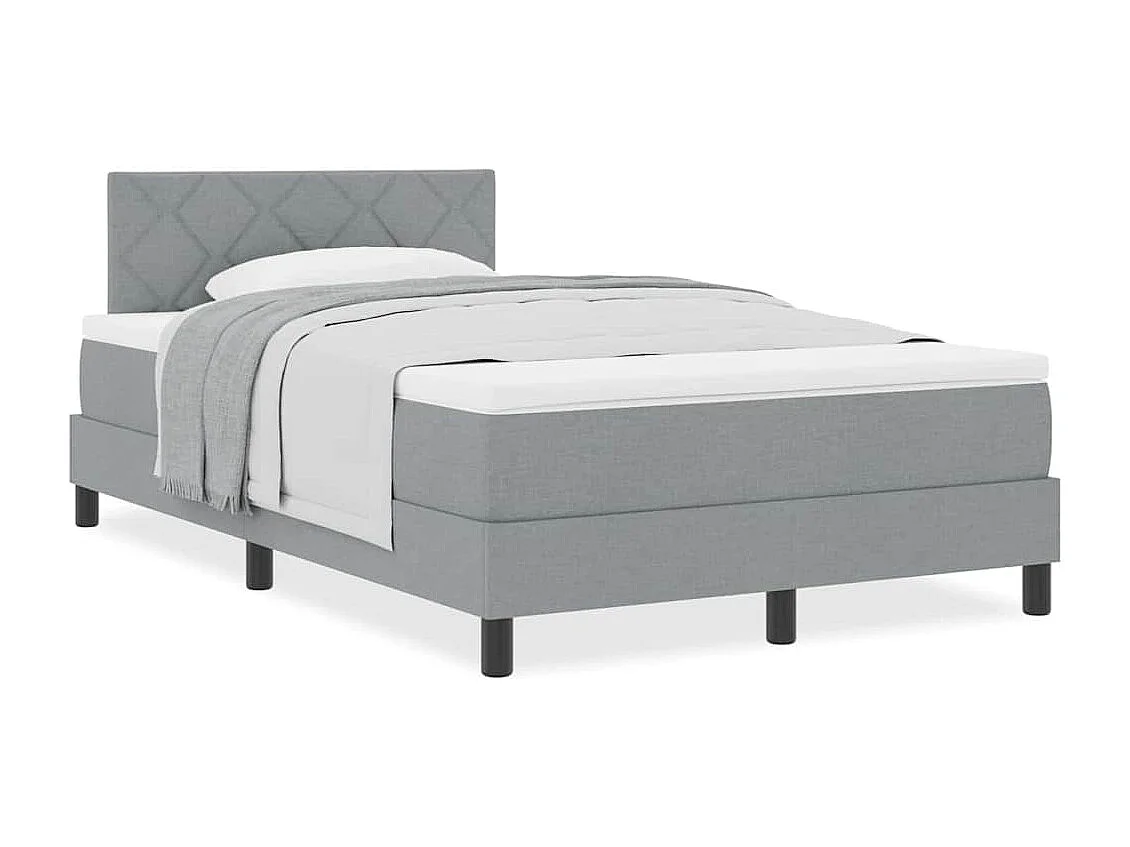 Cama box spring con colchón Gris Claro 120 x 190 cm tela