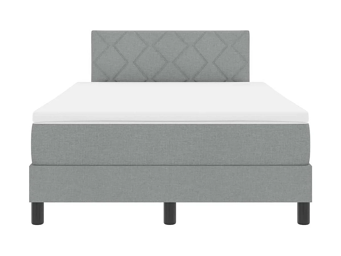 Cama box spring con colchón Gris Claro 120 x 190 cm tela