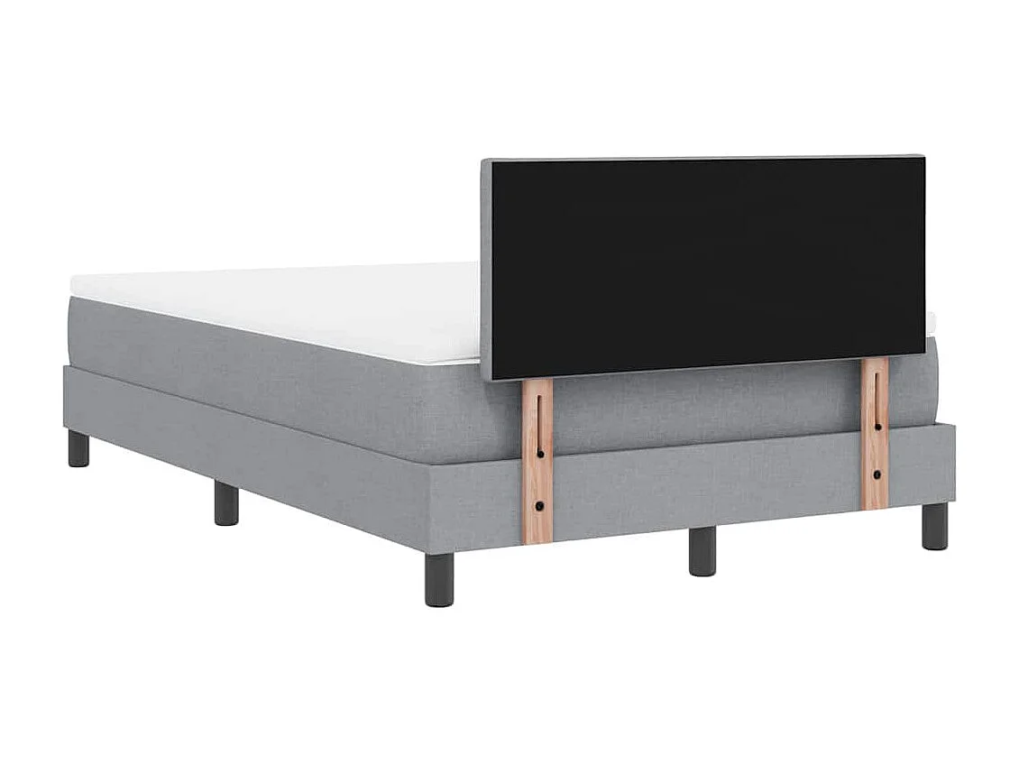 Cama box spring con colchón Gris Claro 120 x 190 cm tela