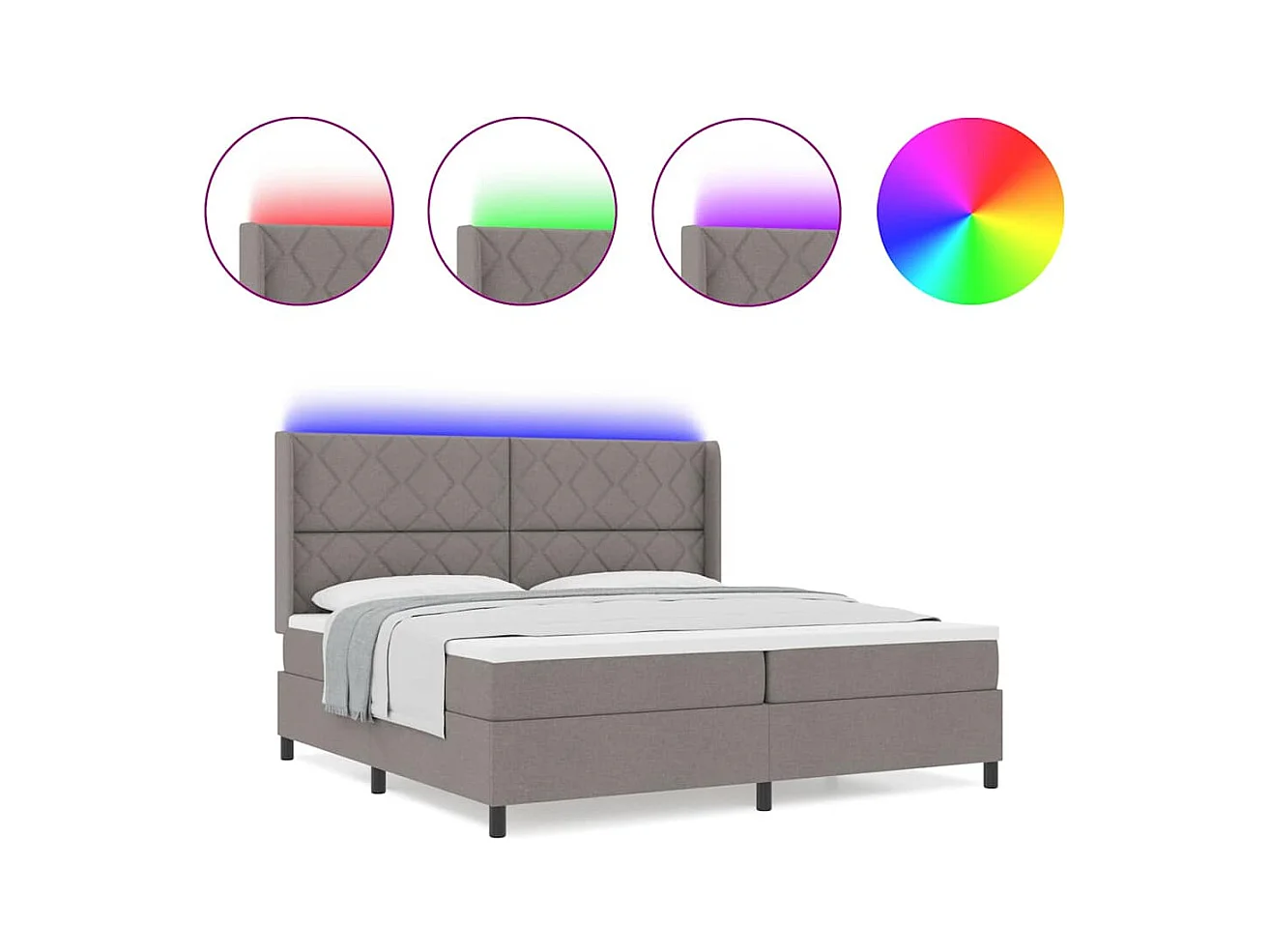 Cadre de lit avec matelas Taupe 200 x 200 cm tissu