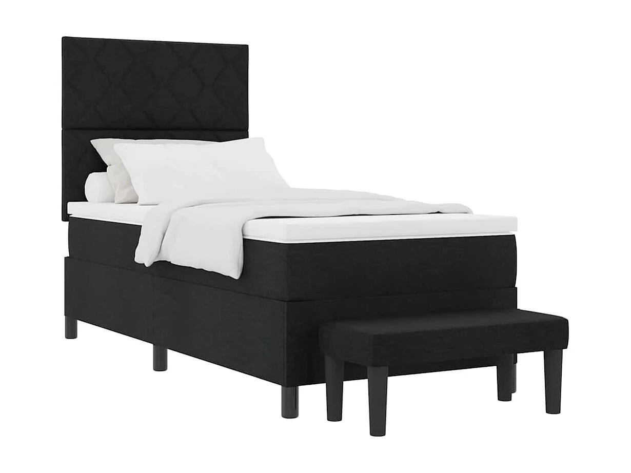 Cama tipo Box Spring con colchón Negro 100 x 200 cm tela