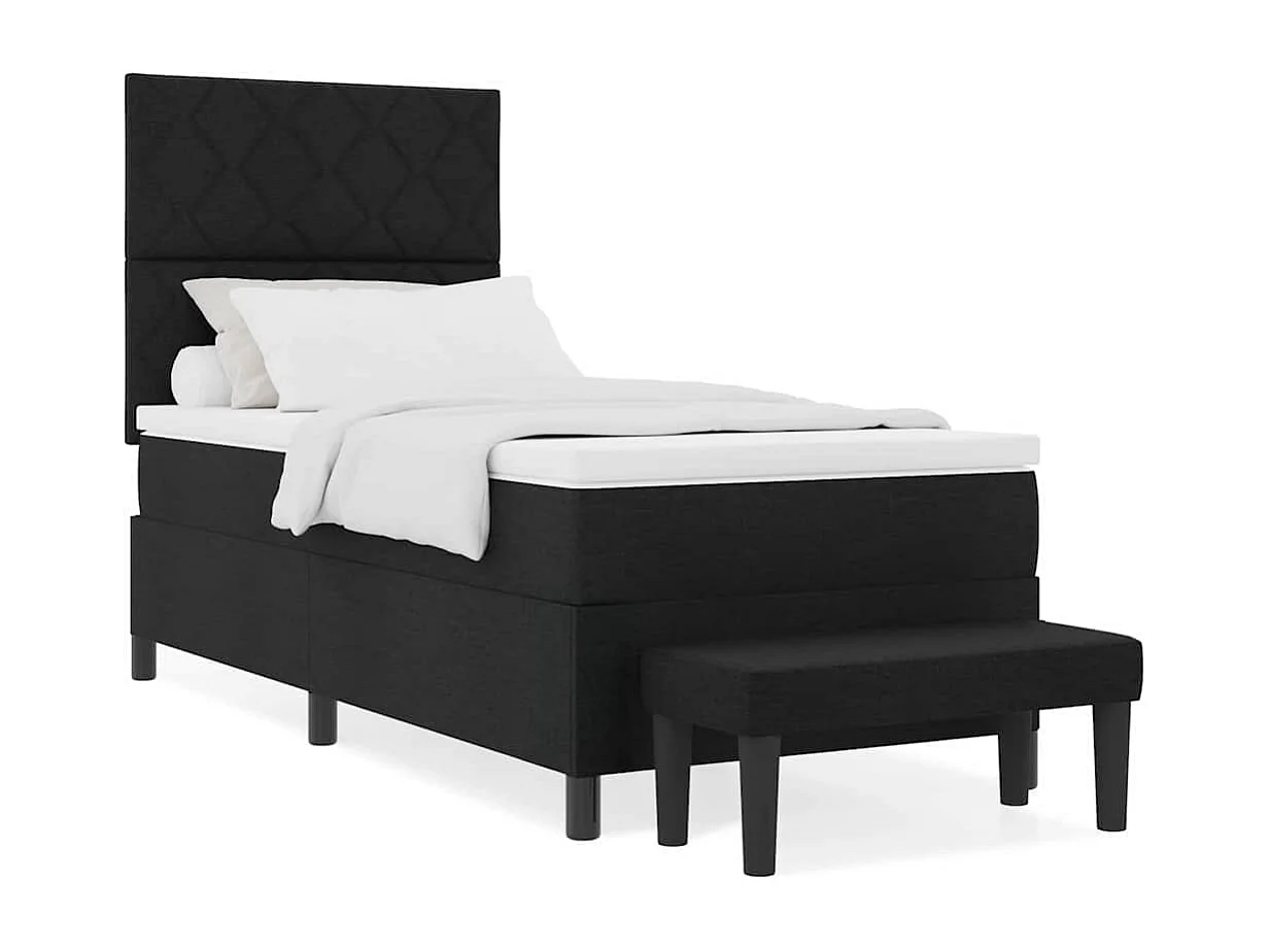 Cama tipo Box Spring con colchón Negro 100 x 200 cm tela
