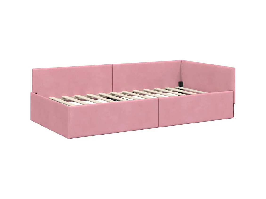 Cadre de lit d'angle Autre avec tête de lit Rose 90 x 190 cm