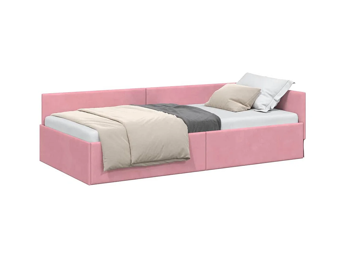 Cadre de lit d'angle Autre avec tête de lit Rose 90 x 190 cm