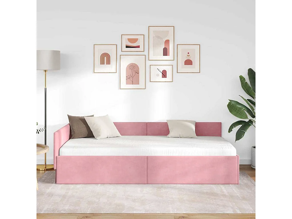 Estructura de cama en esquina Otro Manual Rosa 90 x 190 cm
