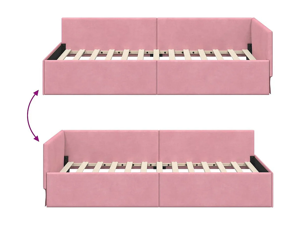 Estructura de cama en esquina Otro Manual Rosa 90 x 190 cm