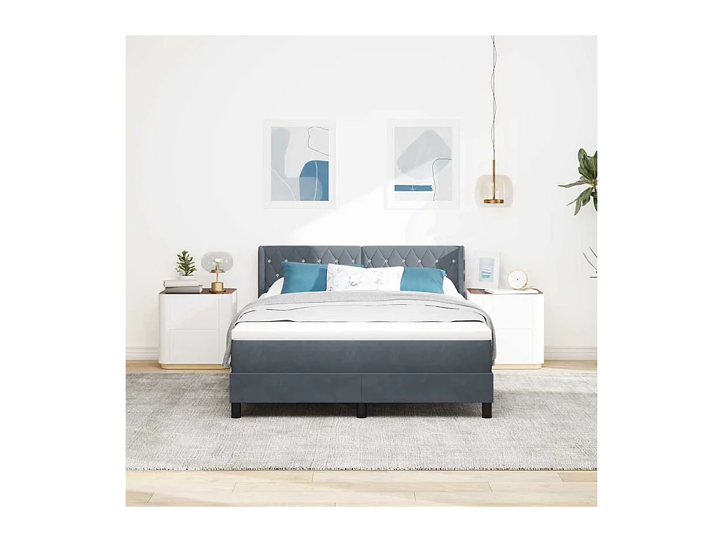 Cadre de lit avec matelas noir 100x200 cm en velours