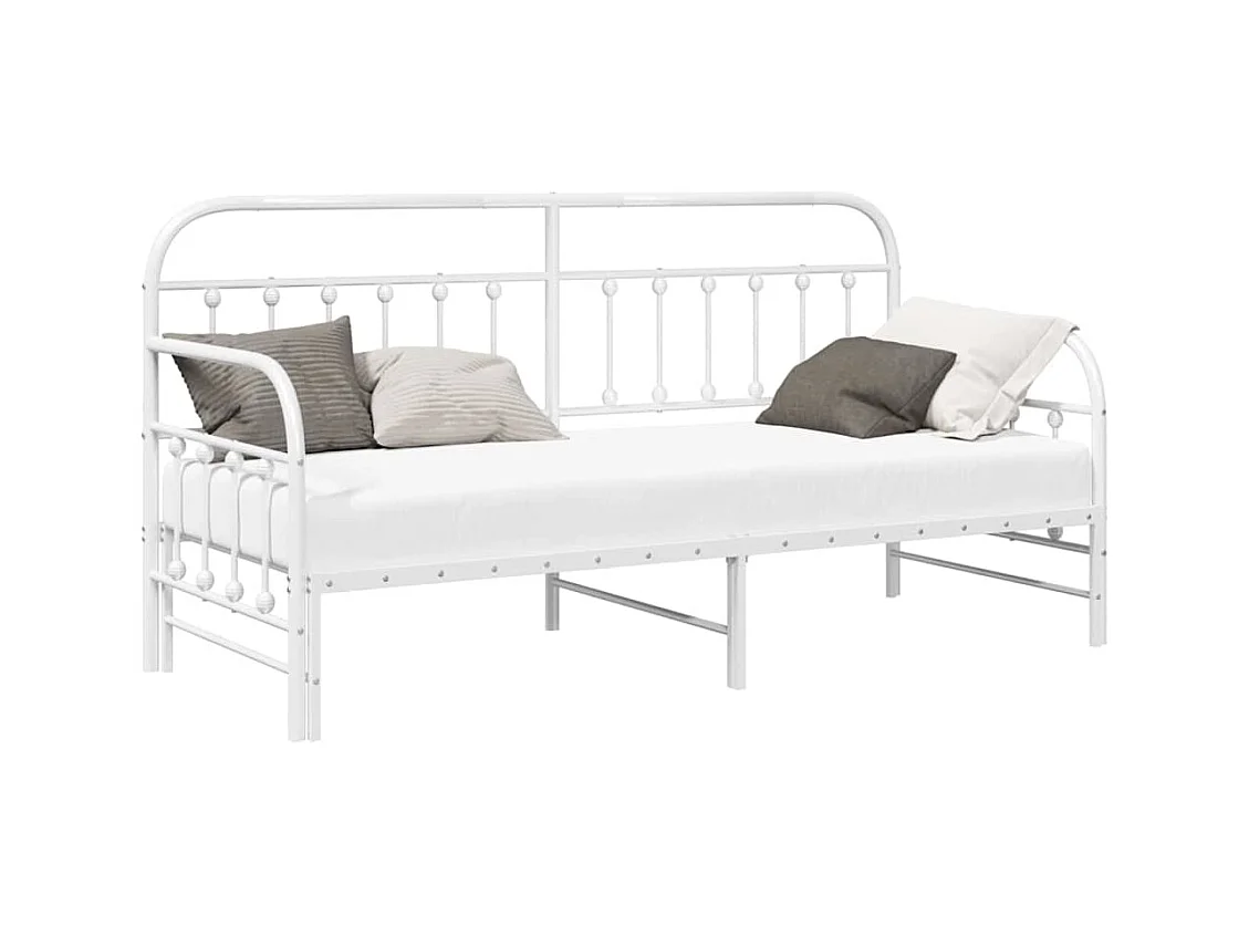 Cadre de lit de jour avec tête de lit Blanc 75 x 190 cm Acier