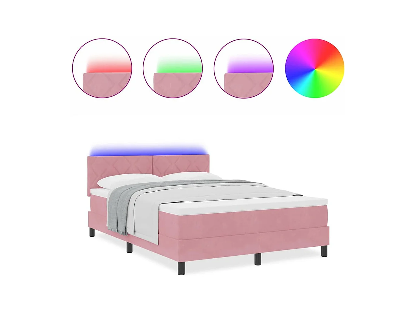 Cadre de lit avec matelas Rose 160 x 200 cm Velours